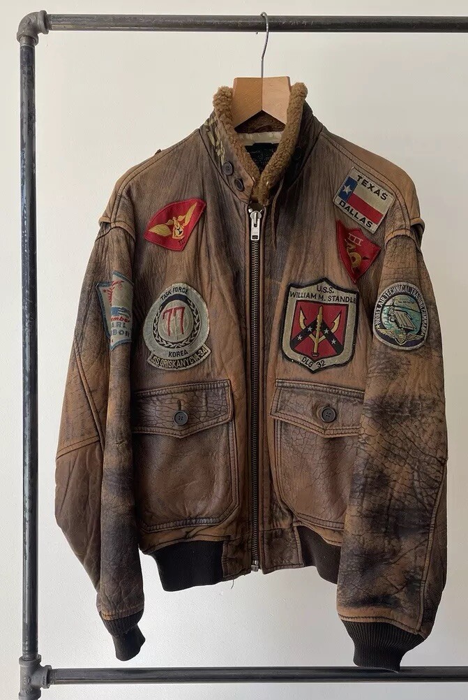 ジャケット・アウター vtg 80s avirex g-1 leather flight jacket AVIREX TYPE G-1 AUTHENTIC VINTAGE LEATHER FLIGHT JACKET MEN SZ 44R