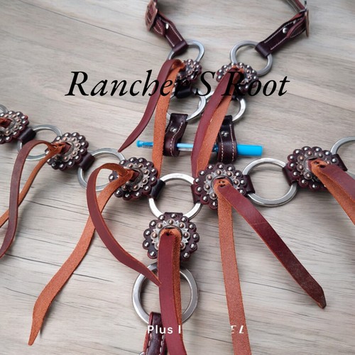 Juego de tachuelas de cuero Western para caballo | Juego de tachuelas de anillo con flecos - Imagen 3 de 3