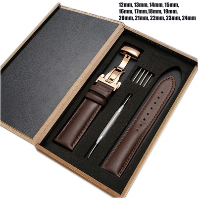 13-24mm Leather Watch Band Bracelet Strap Replacement Deployment Clasp Buckle US