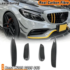 Fit for Benz W205 C205 C63 15-21 REAL Carbon Front Bumper Splitter Canards Fins 
