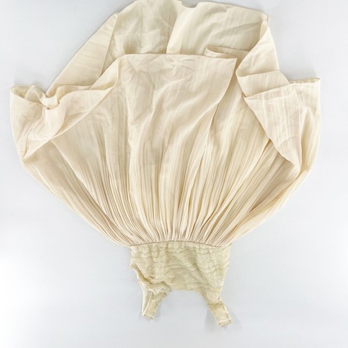 Monteau Los Angeles Cream Lace Pleated Dress Sleeveless Babydoll M Angel Boho a - Picture 9 of 11