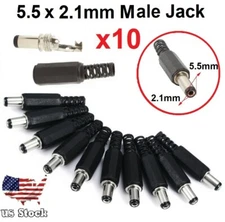 10 pcs 2.1mm x 5.5mm Male DC Power Plug Socket Jack Connector Adapter