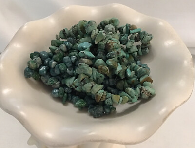Lapidary 2 Turquoise Howlite Nugget Beads 32  Long Necklace 24  Broken Strand