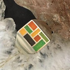 Carolyn Pollack Sterling Silver Multi-gemstone Chip Inlay Shield Ring For Women