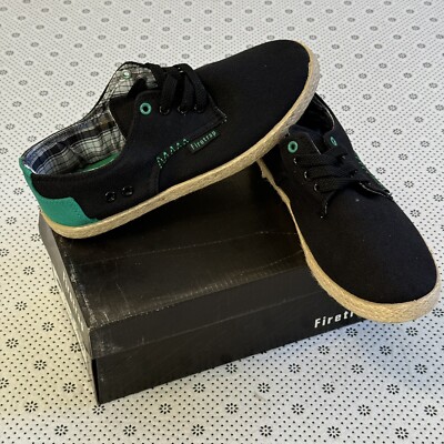 Firetrap Attack Canvas Pump Deck flache Schnürschuhe UK 4 EU 37 schwarz
