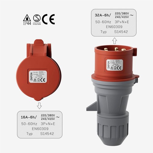 CEE Adapter Starkstrom 32A auf 16A mit C16A 3-poliger Absicherung H07RN-F Kabel - Bild 3 von 8