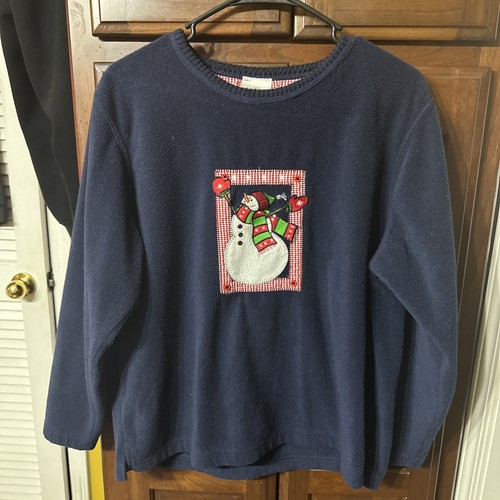 Pull De Noël Femme Southwool - Laine Vierge Brodée Main Motif Bonhomme De Neige - Taille M - Neuf Sans étiquettes