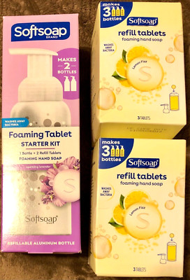 3 Piece Lot Softsoap Foaming Tablet Hand Soap - Total of 1x Bottle & 8x Refills