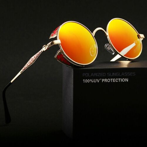 Steampunk Polarized Sunglasses Men Women UV400 Driving Retro Round Glasses - Picture 9 of 19