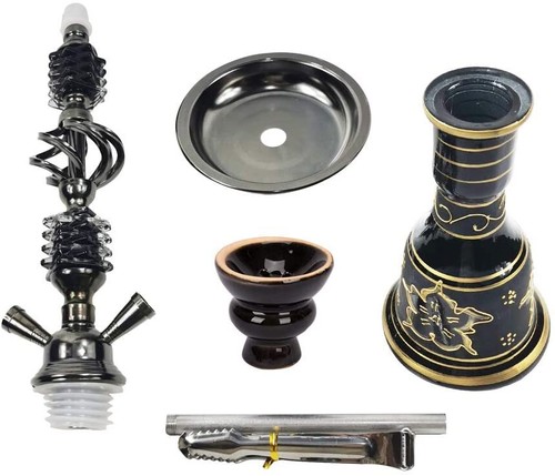 RMAN Shisha Wasserpfeifen 55cm Hookah mit 2 Schläuchen ca.Schwarz - Bild 3 von 10