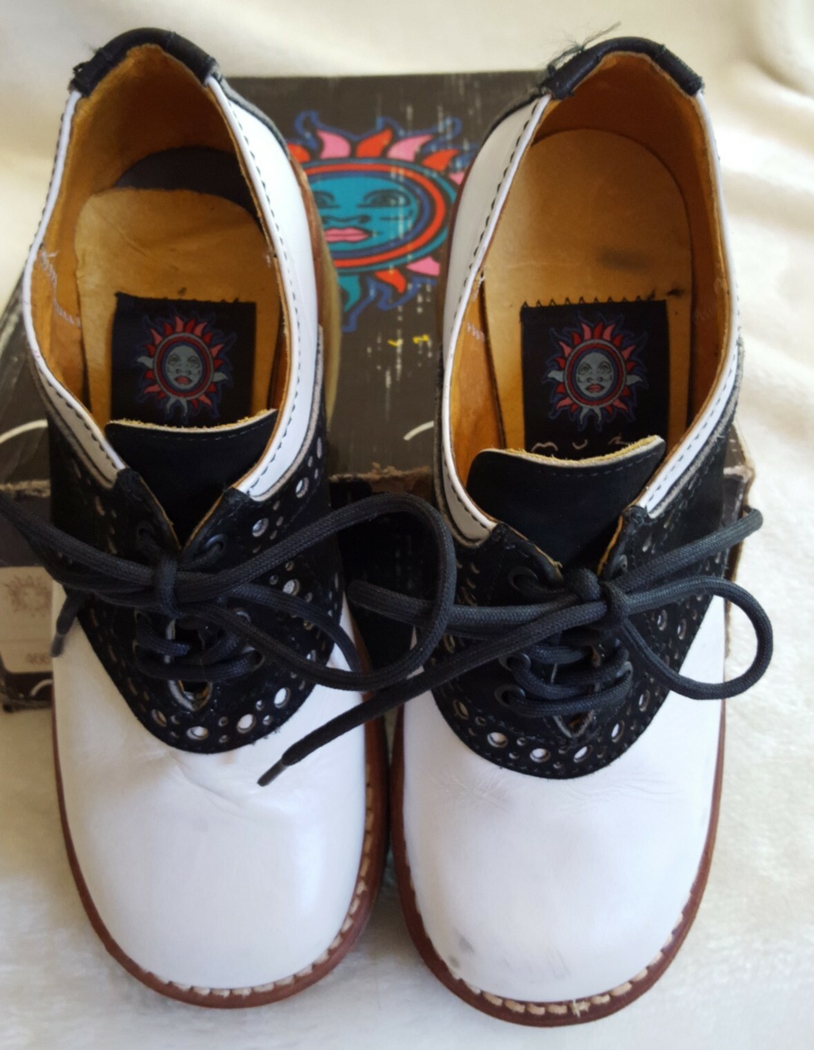 Vtg 90's MURO Black & White Platform Saddle Shoes 6.5… Gem