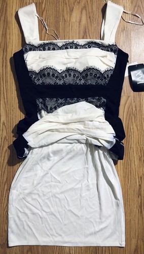 Jax Black & Ivory Lace / Lined Sleeveless Cocktail / Evening Dress Size 10 NWT - Picture 7 of 13