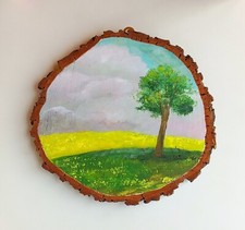 CAMPAGNA - Quadretto in legno di Ontano dipinto a mano. Olio su legno.