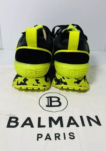 Scarpe basse Balmain velluto nylon e rete racer nero verde fluorescente taglia 43 - Foto 7 di 14