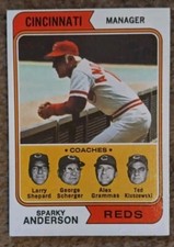 1974 Topps Baseball Sparky Anderson Card #326 In Ex Condition