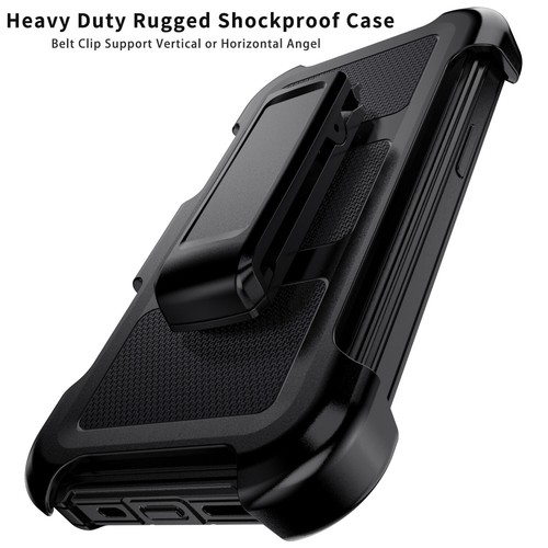 For Apple iPhone 16e Rubber Black Hard Rugged Case Cover / Tempered Glass Clip - Picture 10 of 16