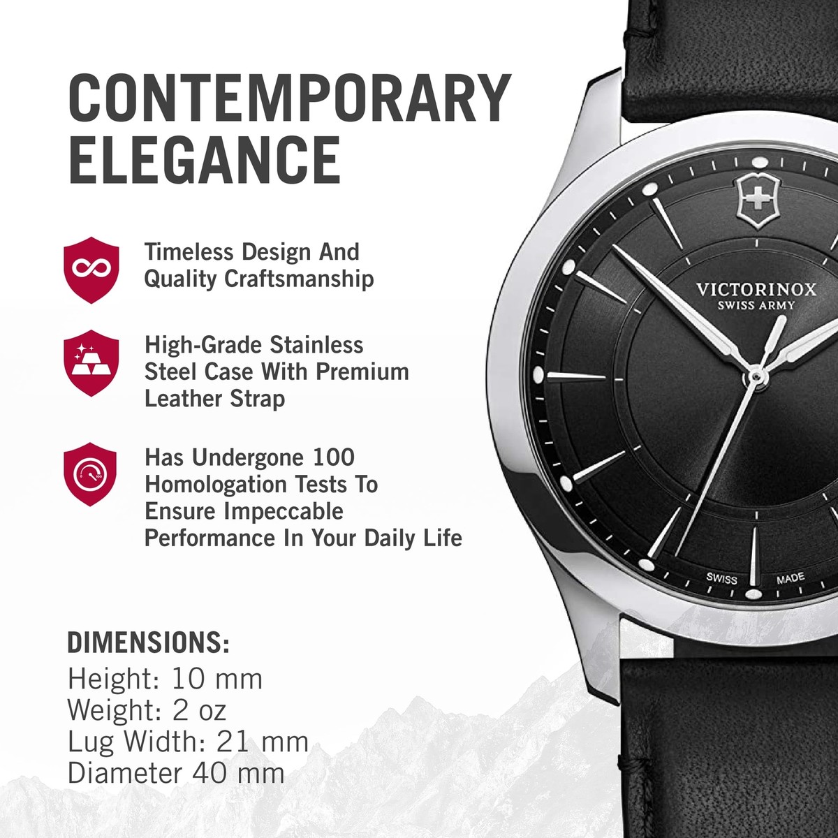 Victorinox Swiss Army Alliance Men's Black Dial, Black Leather