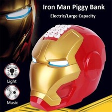 Casco Iron Man Hucha Eléctrica Bloqueo de Contraseña Almacenamiento de Billetes Juguete para Niños.