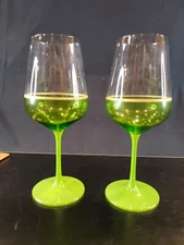 Crystalite Bohemia - Amundsen Green Large Wine Glass Set of 2  8.75"