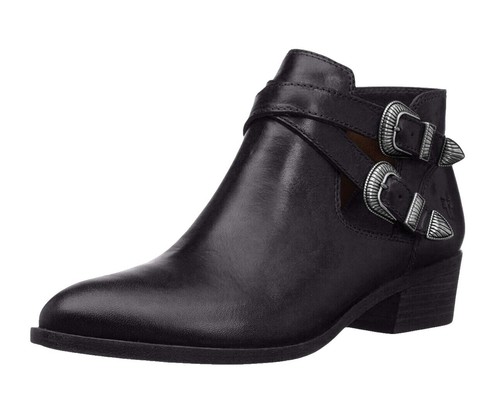 Frye Jennifer Ankle Leather Bootie Black Pointed Toe Block  display picture 1