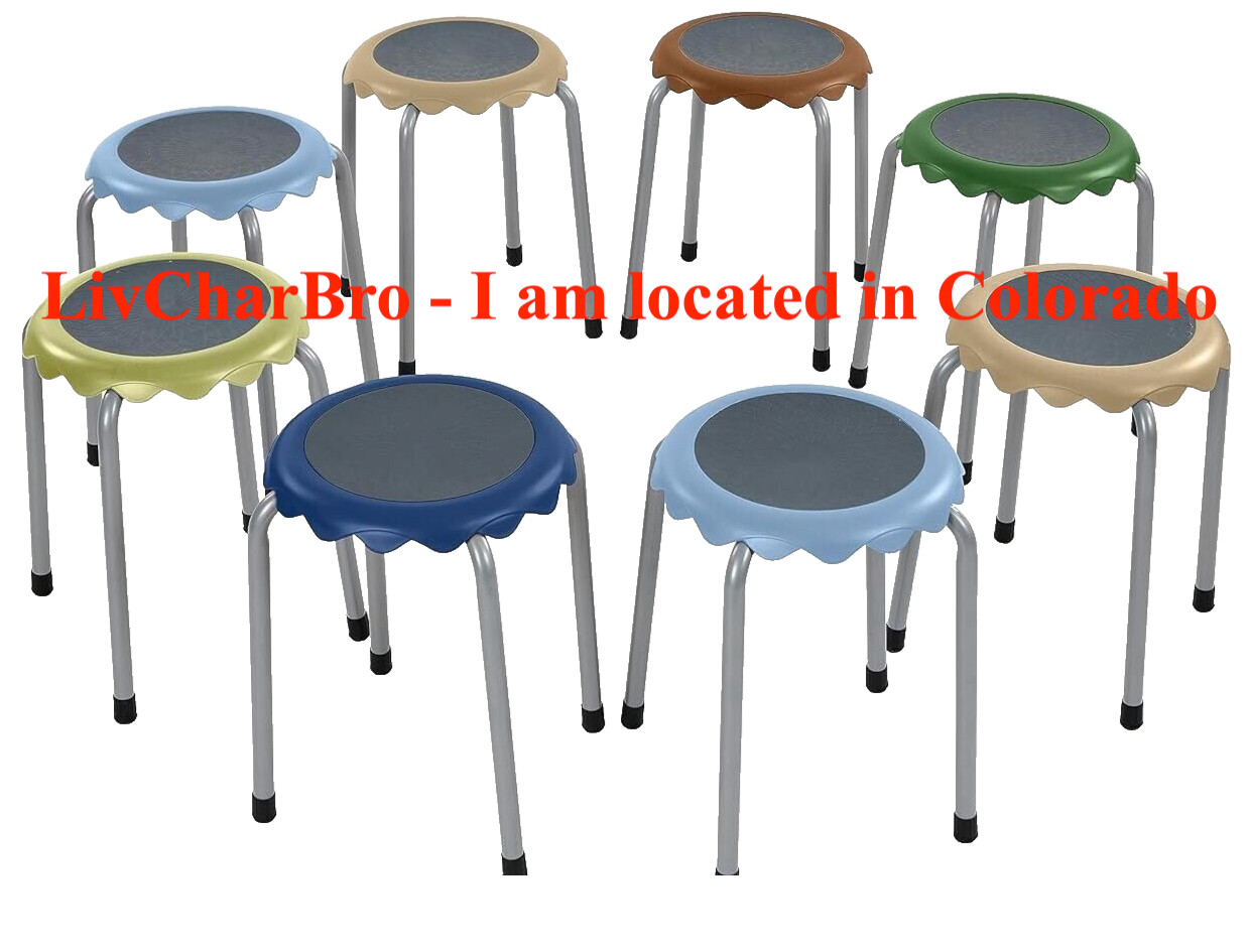 8 Pack ECR4Kids Classroom Daisy Stacking Stool Set  Earth Tones Sturdy Strong