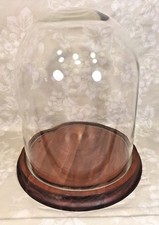 Vintage Glass Display Dome with Wood Base