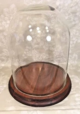 Vintage Glass Display Dome with Wood Base