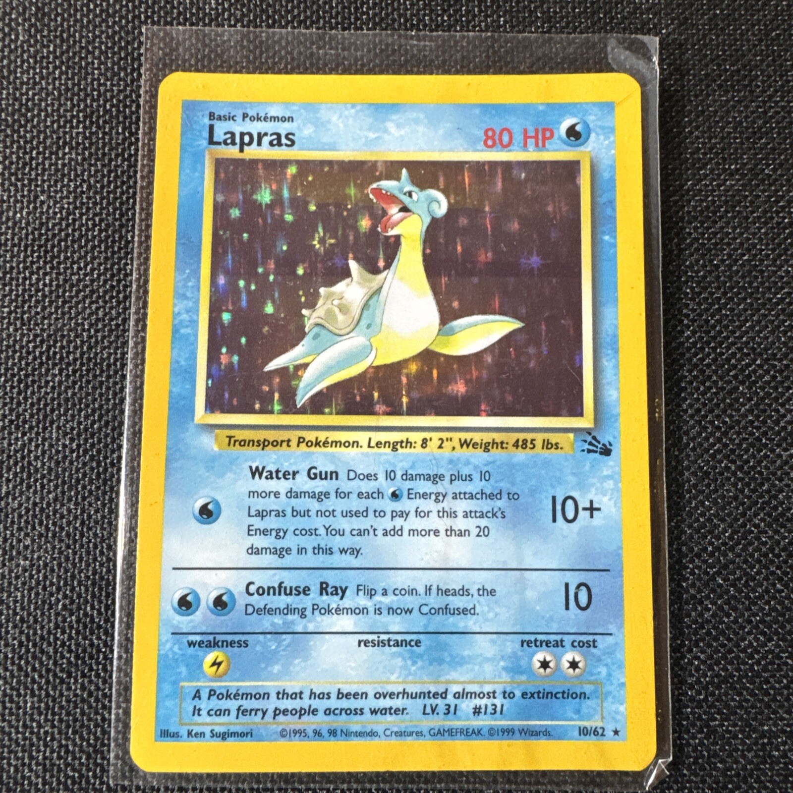Pokemon TCG - Fossil - 1st Edition Lapras Holo Rare #10/62 WOTC Vintage 1999 LP