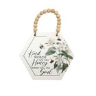 Country Wooden Farmhouse Sign Kind Words Like Honey Hexagon Plaque
