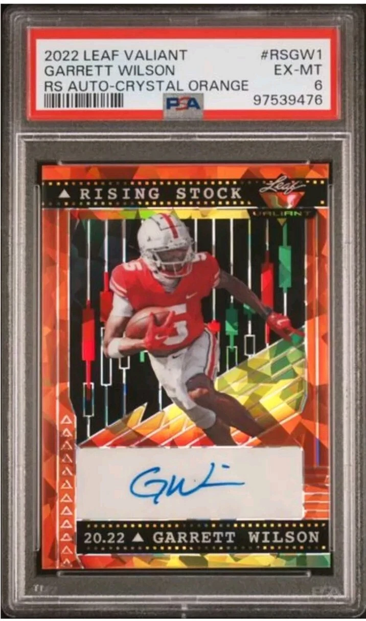 Garrett Wilson Leaf Valiant Rising Stock Autographs #RSGW1 Crystal Orange
