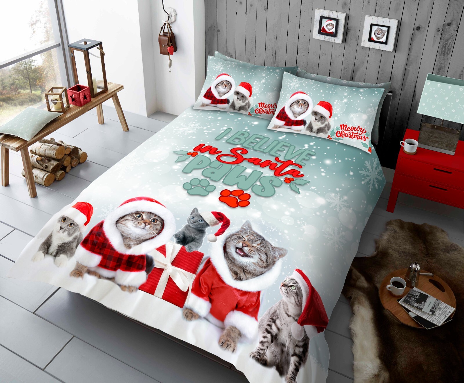 Reversible Christmas Duvet Cover Set - Santa/Xmas Themed Bedding Single/Double/King Size