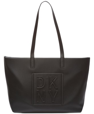 Dkny Tilly Stacked Logo Top Zip Tote Black Super Soft Leather For Sale Online Ebay