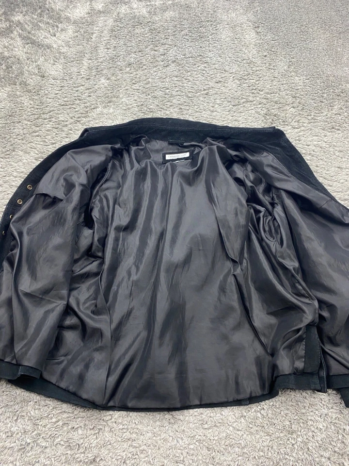 Chaqueta de cuero Coldwater Creek para mujer grande negra gamuza corta abrigo de bombardero de colección Y2K Foto 3 de 4