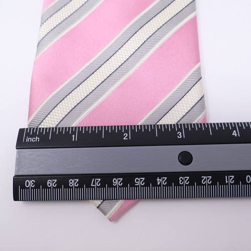 Cravatta uomo Donald J Trump collezione firmata righe rosa 100% seta - Foto 9 di 11