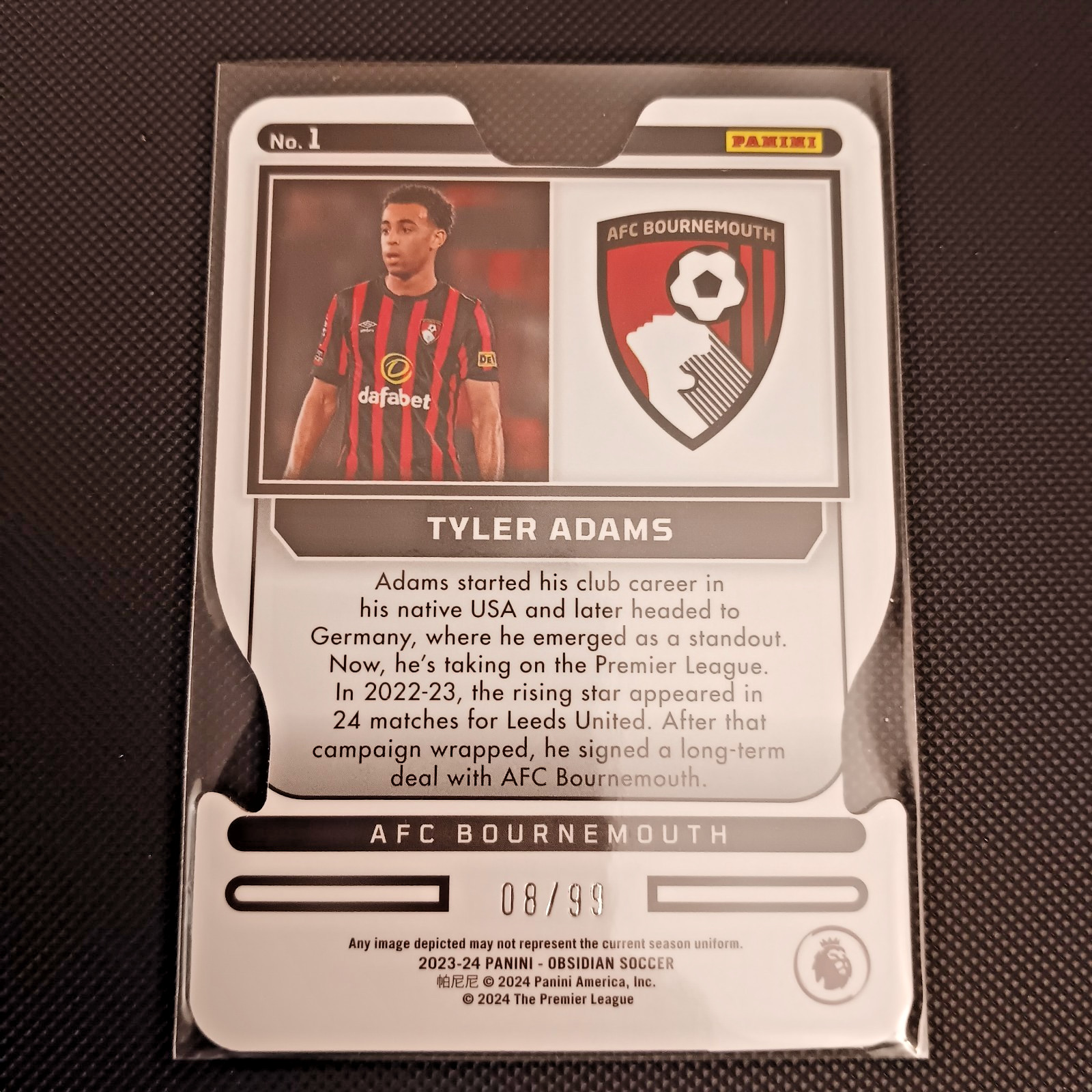 2023-24 Panini Obsidian Supernova Electric Etch Orange #1 - Tyler Adams /99 view 2