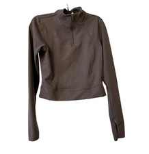 90 Degrees By Reflex 1/4 Zip Cropped Pullover Top Medium