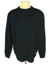 Finisterre The Columba Men's Knit Sweater Black RWS Wool Blend Jumper Size XL