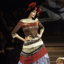 JEAN PAUL GAULTIER Spring Summer 1998 Text Calligraphy Spanish Mesh Maxi Skirt