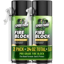 Sprayman Orange Fire Block Foam Sealant - 12oz  2 Pack - Straw Use