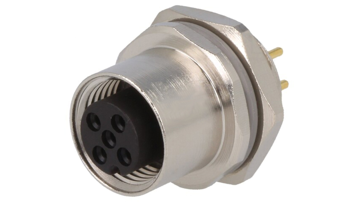 Circular connector M12 female straight assembly THT 5pin 60V T4143012051- /T2UK