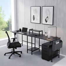 220cm Extra Long Computer Desk, Double Writing Table Study Desk Drop Leaf Table