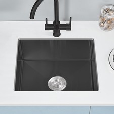 15"x 17" x 8" Black Bar Sink 304 Stainless Steel Single Bowl Undermount Kitchen