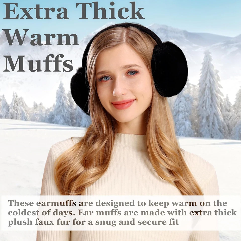 Paraorecchie Invernali Da Donna,Plush Earmuffs Morbidi Pieghevoli Scaldini per O - Immagine 3 di 4
