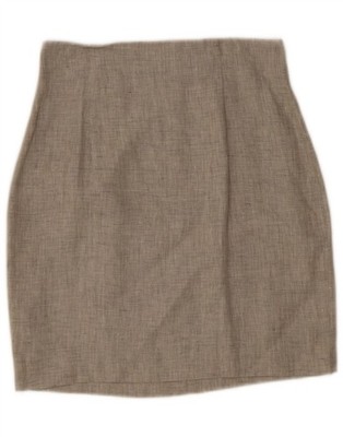 Erreuno Damen High Waist Mini Bleistift Rock IT 42 Medium W27 Grau Leinen CH05