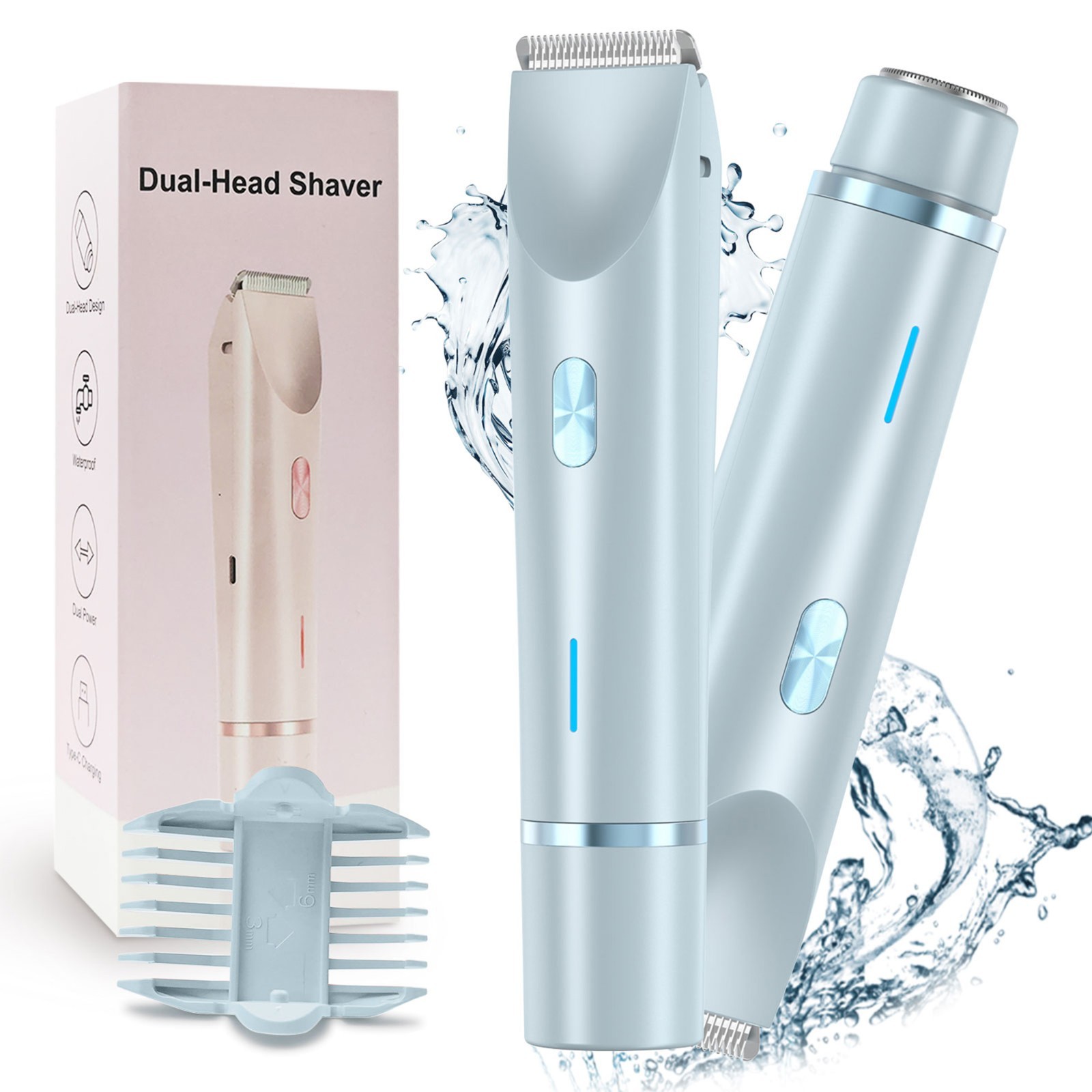 Women Dual Head Hair Shaver, Electric Razor for Body Facial 