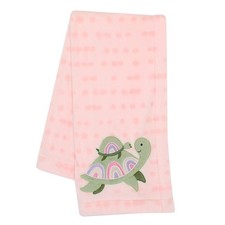 Sea Dreams Cozy Pink Fleece Turtle Applique Baby Blanket Soft Warm Nursery