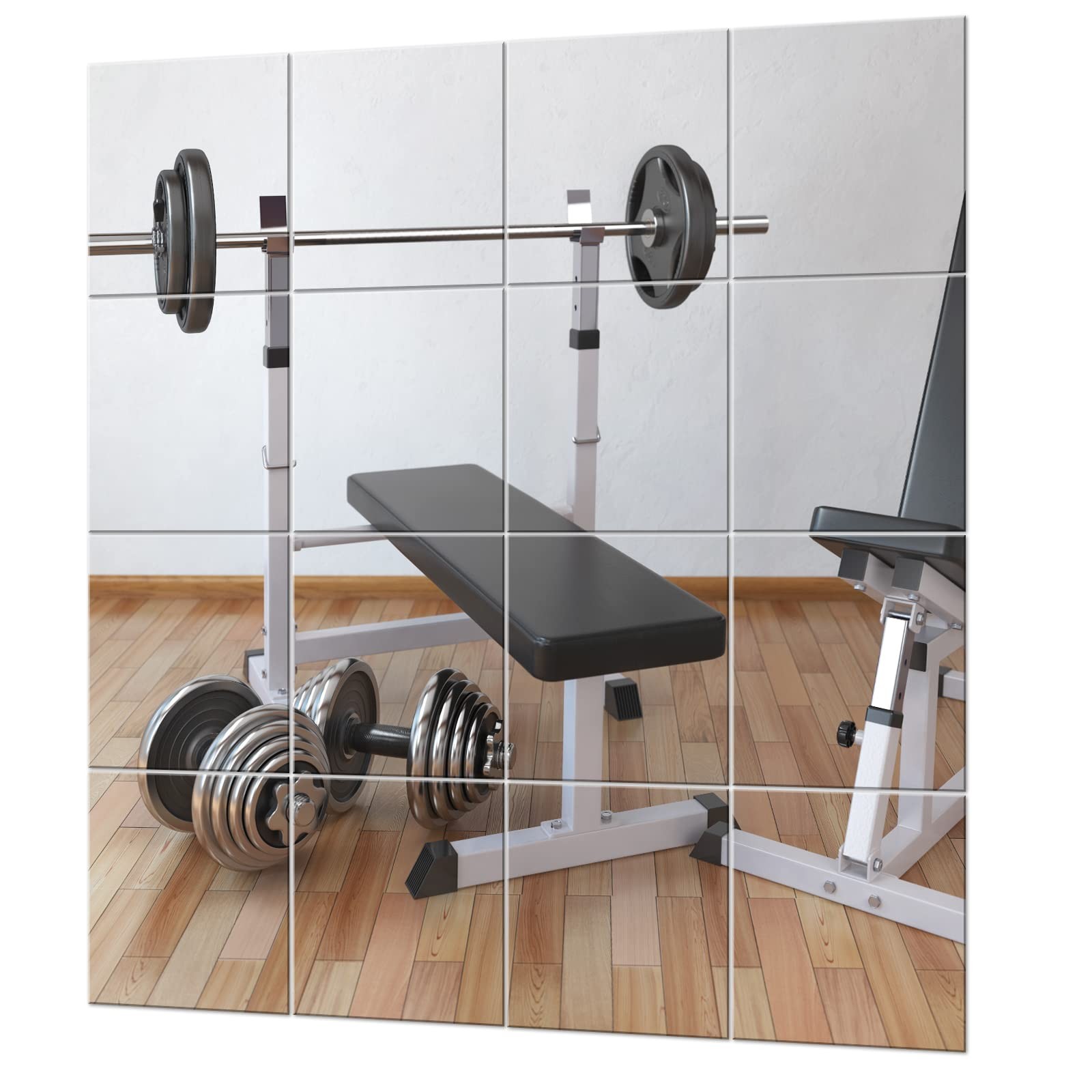 &reg; Gym Mirrors for Home Gym Wall Large, 16PCS Glass Wall Mirror Tiles, 12" Fra...