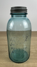 Vintage Blue Ball Mason Half-Gallon Jar #11 w/Zinc Lid 1910/1923