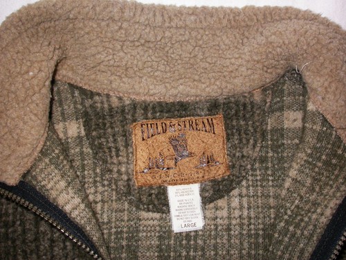 Vintage Field & Stream Sherpa Fleece Vest Men's Sz Large Made In USA Green Plaid - Picture 6 of 9