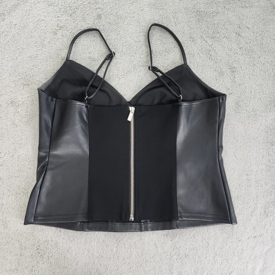 Corsé Bar III Top Mujer S Negro Imitación Cuero Corte Frontal Cremallera Trasera Elástico  Foto 3 de 4